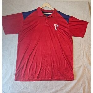 Men's Texas Rangers Baseball Short Sleeve Polo Shirt 2XLT Red Pullover with Logo